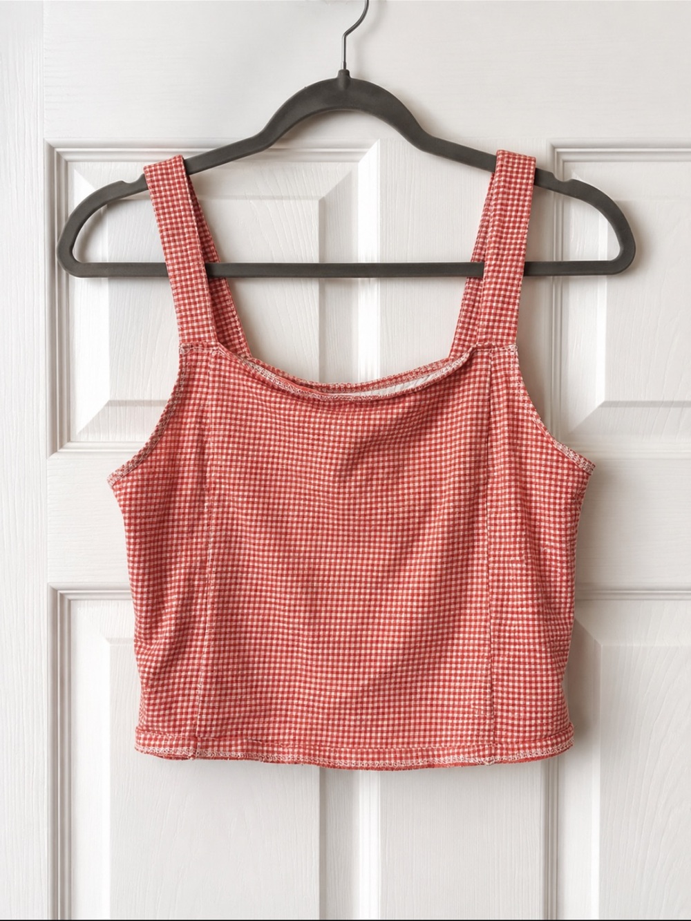 American Eagle Outfitters Red Gingham Cropped Tank
